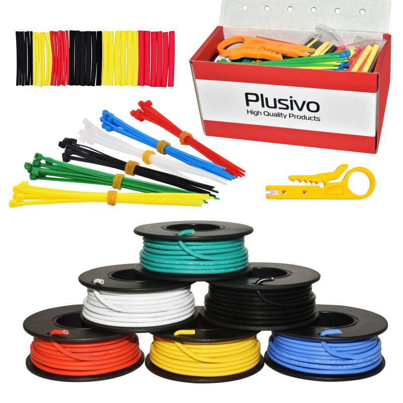 22 AWG Solid Core Hookup Wire Kit – 5 Color-Coded PVC Breadboard Wires, 5 Meters Each – Perfect For Electronics Projects, Prototyping, And Circuit Building