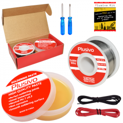 Plusivo Solder Wire (0.6mm, 100g) and Rosin Paste Flux for PCB Electrical Soldering