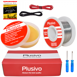 Plusivo Solder Wire (0.8mm, 50g) and Rosin Paste Flux for PCB Electrical Soldering