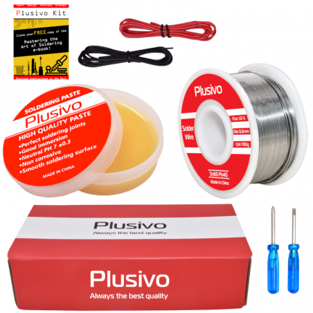 Plusivo Solder Wire (0.8mm, 100g) and Rosin Paste Flux for PCB Electrical Soldering