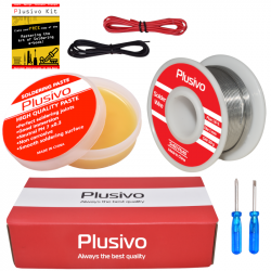 Plusivo Solder Wire (1mm, 50g) and Rosin Paste Flux for PCB Electrical Soldering