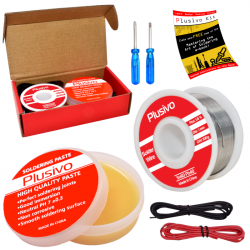 Plusivo Solder Wire (1mm, 100g) and Rosin Paste Flux for PCB Electrical Soldering