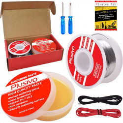 Plusivo Solder Wire (0.6mm, 50g) and Rosin Paste Flux for PCB Electrical Soldering