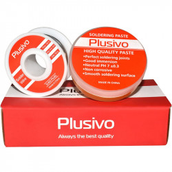 Plusivo Solder Wire (0.6mm, 50g) and Rosin Paste Flux for PCB Electrical Soldering