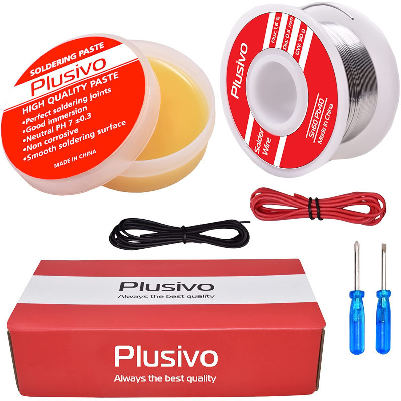 Plusivo Solder Wire (0.6mm, 50g) and Rosin Paste Flux for PCB