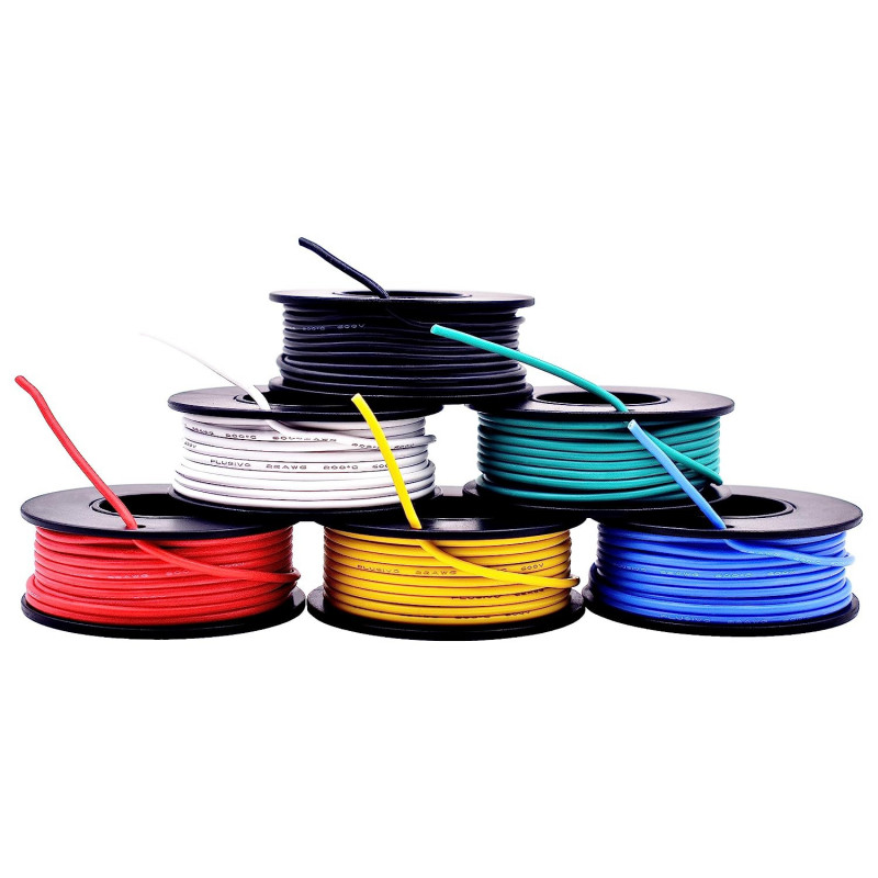 22 AWG Hook up Wire Kit - 600V Tinned Stranded Silicone Wire of 6 ...