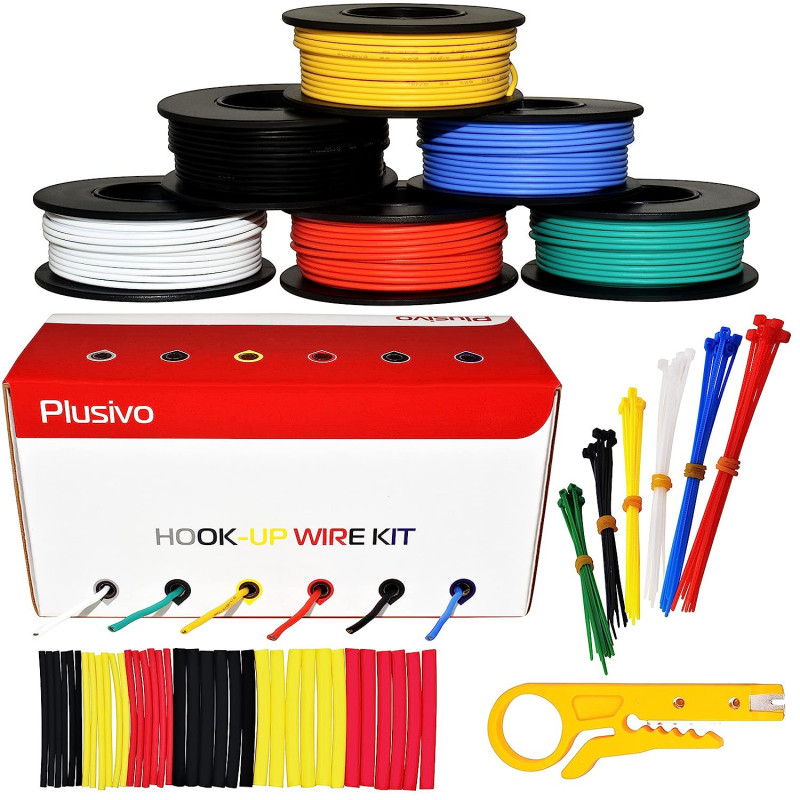 Plusivo AWG20 Hook Up Wire Kit - 600V Stranded Tinned Copper