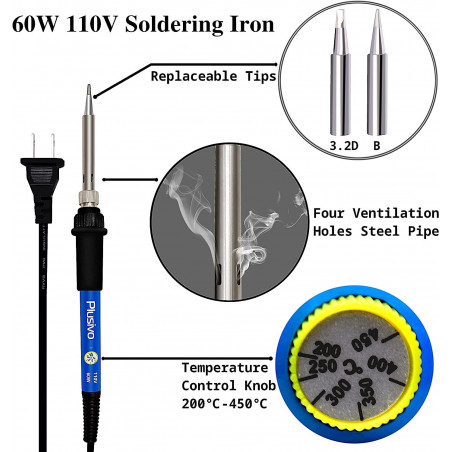 Plusivo Soldering Iron Kit with Digital Multimeter V5 (110 V, Plug Type: US )