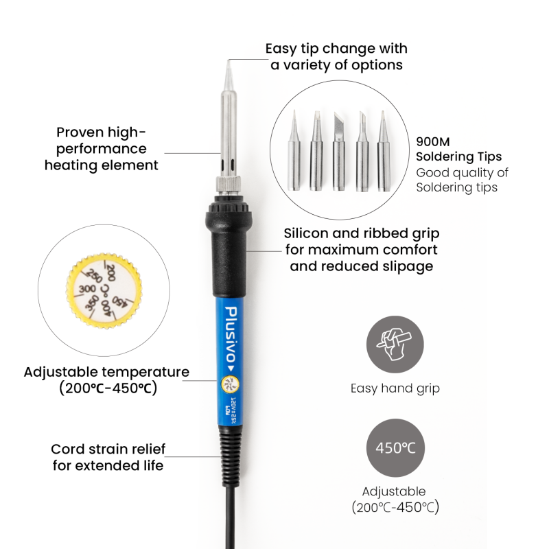 Soldering Kit 9 In 1, Solder Iron LCD 80w Adjustable Temperature(200 - Foto 5