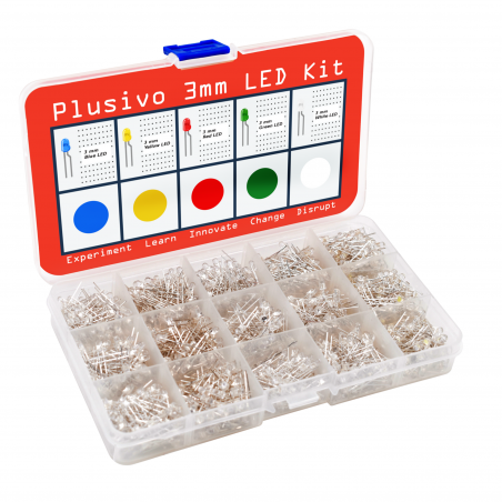 Plusivo 3mm Clear Lens LED Light Emitting Diode Assortment Kit