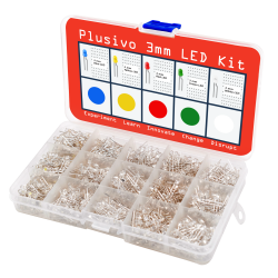 Plusivo 3mm Clear Lens LED Light Emitting Diode Assortment Kit