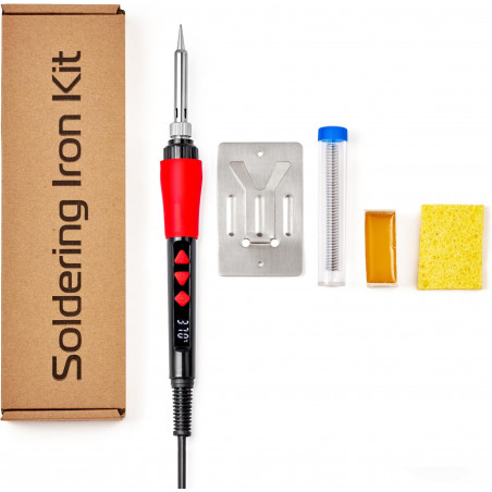 Digital Soldering Iron Kit, LED Clear Display Soldering Iron 60W, Solder Wire, Solder Paste, Mini Stand