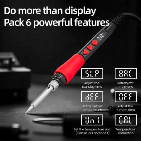 Digital Soldering Iron Kit, LED Clear Display Soldering Iron 60W, Solder Wire, Solder Paste, Mini Stand