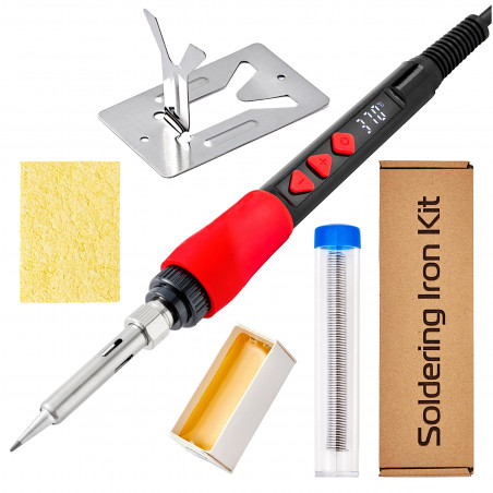 Digital Soldering Iron Kit, LED Clear Display Soldering Iron 60W, Solder Wire, Solder Paste, Mini Stand