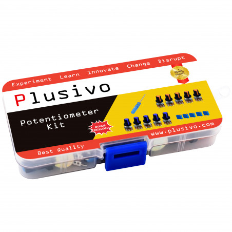 Plusivo Potentiometer Assortment Kit - 46 pcs B1K–B1M Ohm Linear Rotary Taper Potentiometer with WH148 Knobs
