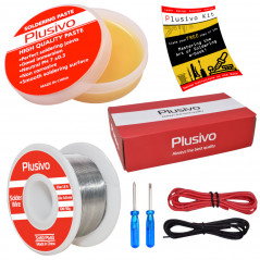 Plusivo Solder Wire (0.8mm, 50g) and Rosin Paste Flux for PCB Electrical Soldering