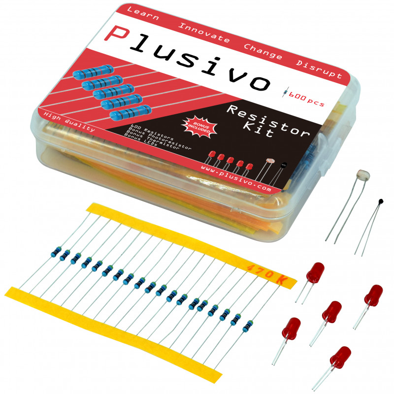Plusivo Resistor Assortment Kit 10 Ω to 1 MΩ (600pcs)
