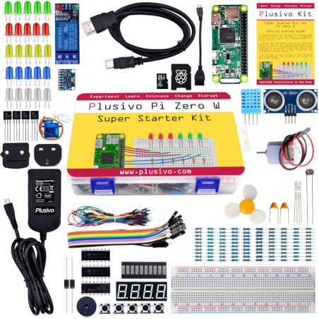 Plusivo Pi Zero W Super Starter Kit with Raspberry Pi Zero WH and 32 GB sd card with NOOBs