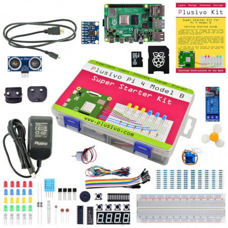 Plusivo Pi 4 Super Starter Kit with Raspberry Pi 4 with 2 GB of RAM and 16 GB sd card with NOOBs