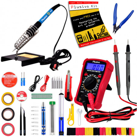 Plusivo Soldering Iron Kit with Digital Multimeter (230 V, Plug Type: UK)