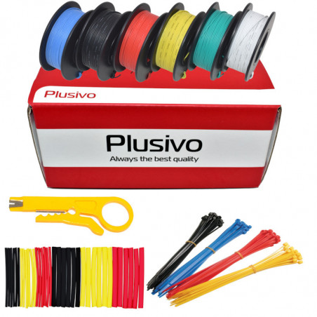 Plusivo 30AWG Hook up Wire Kit - 6 Different Colors x 66 ft each