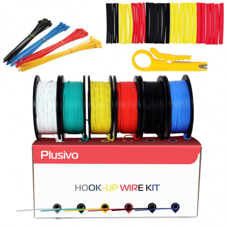 Plusivo 30AWG Hook up Wire Kit - 6 Different Colors x 66 ft each