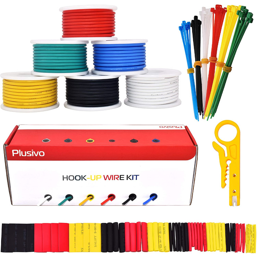 24AWG Hook up Wire Kit - 600V Tinned Stranded Silicone Wire of 6 Different  Colors x 9 m (30 ft) each