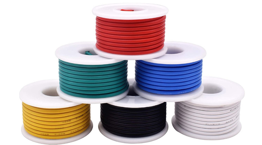 24AWG Hook up Wire Kit - 600V Tinned Stranded Silicone Wire of 6 Different  Colors x 9 m (30 ft) each