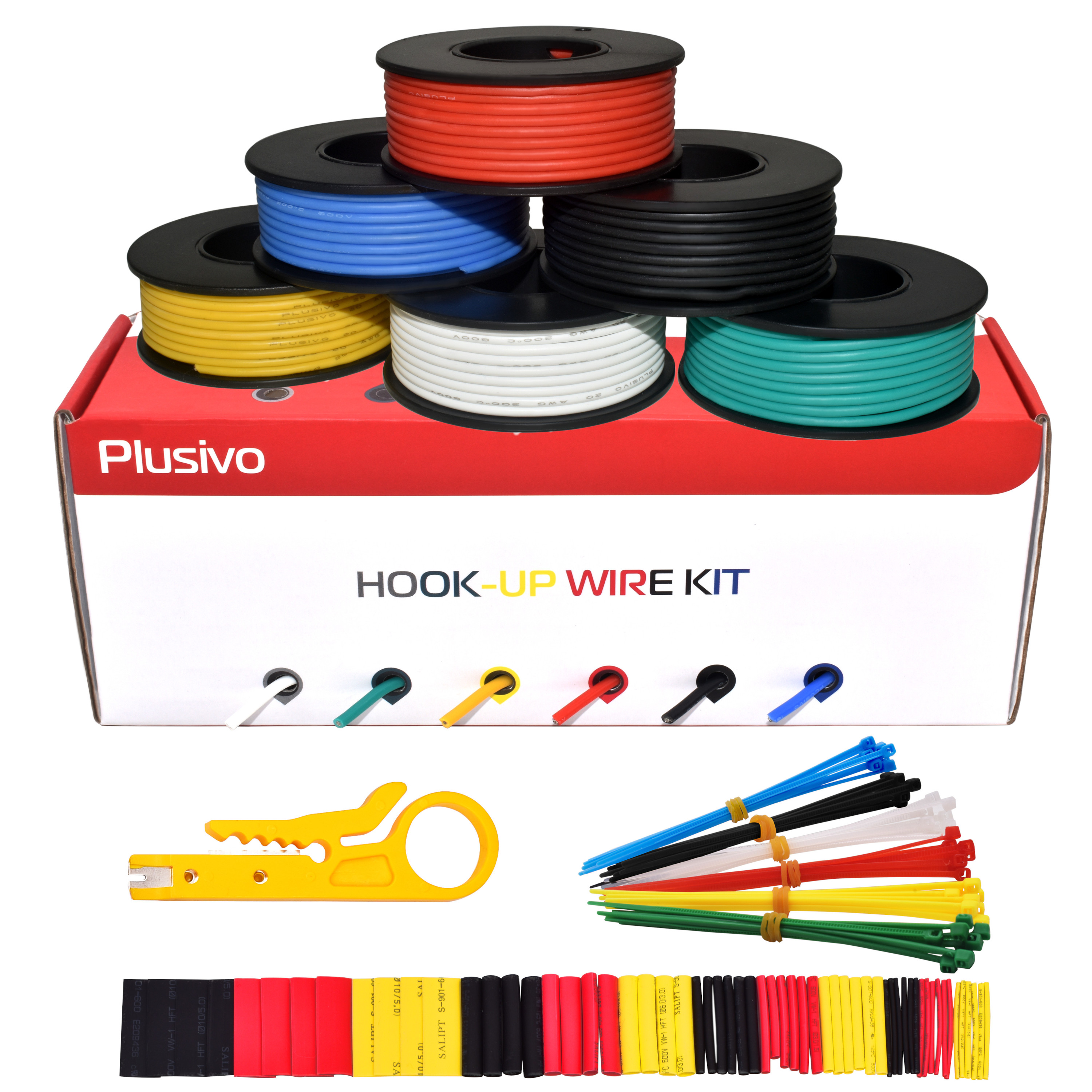 20 AWG Gauge Stranded Hook Up Wire Kit 100 ft Ea 0.0320 10 Color UL1015 600 Volt 
